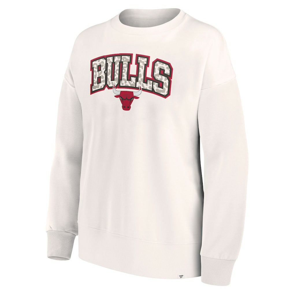 Chicago Bulls Women's Tonal Leopard Pullover Sweatshirt - White for sale