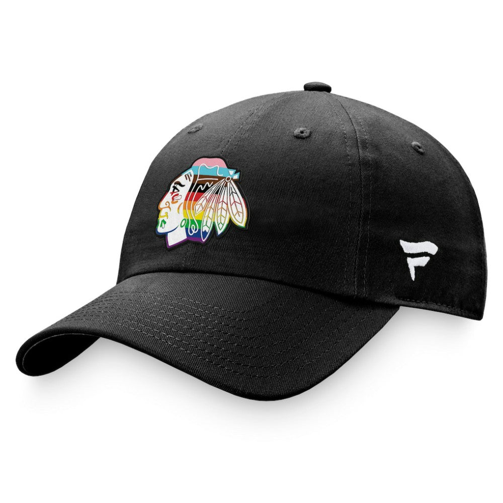 Chicago Blackhawks Fanatics Team Logo Pride Adjustable Hat - Black Hats