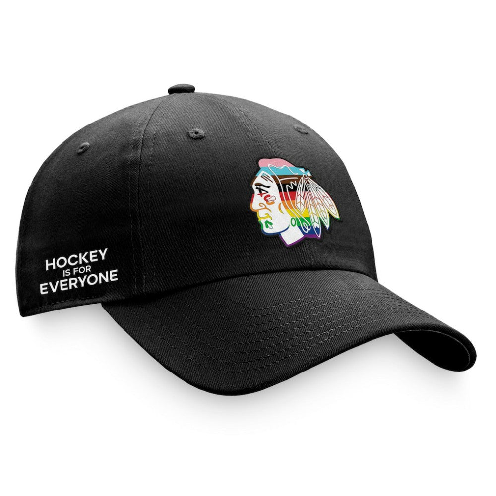 Chicago Blackhawks Fanatics Team Logo Pride Adjustable Hat - Black Hats
