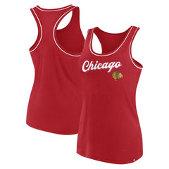 Chicago Blackhawks Fanatics Women's Wordmark Logo Racerback Scoop Neck Tank Top - Red Tank Top