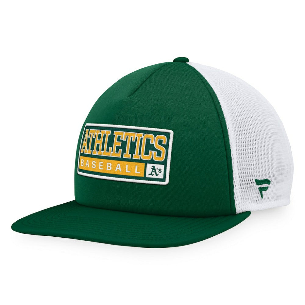 Athletics Majestic Foam Trucker Snapback Hat Green/White