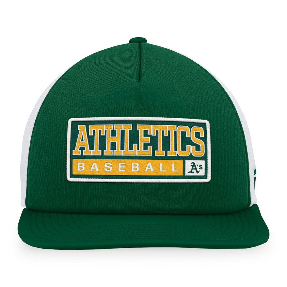 Athletics Majestic Foam Trucker Snapback Hat Green/White