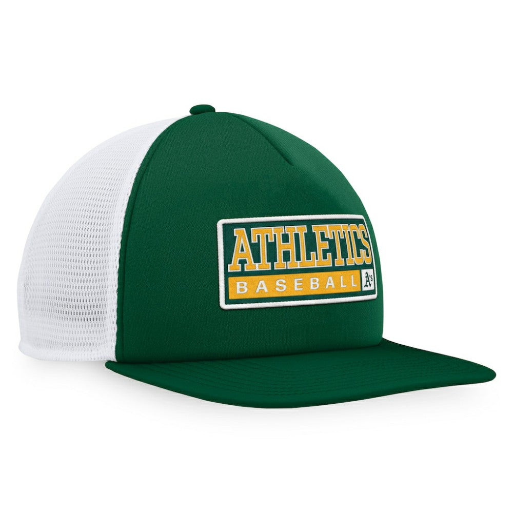 Athletics Majestic Foam Trucker Snapback Hat Green/White