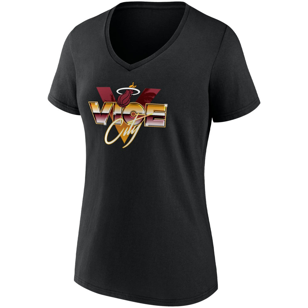 Miami Heat Women's Hometown Collection Vice City V-Neck T-Shirt - Black sale