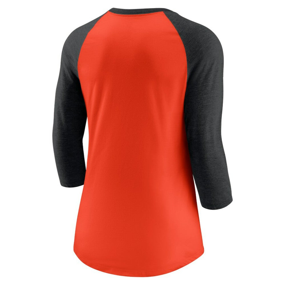 San Francisco Giants Women's Next Up Tri-Blend Raglan 3/4-Sleeve T-Shirt Orange/Black