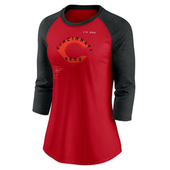 Cincinnati Reds Women's Next Up Tri-Blend Raglan 3/4-Sleeve T-Shirt Red/Black