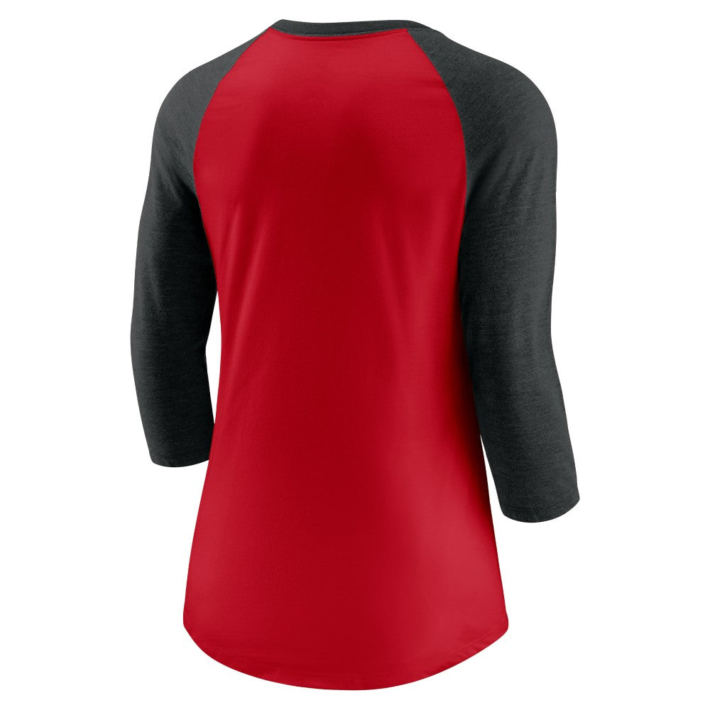 Cincinnati Reds Women's Next Up Tri-Blend Raglan 3/4-Sleeve T-Shirt Red/Black