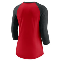Cincinnati Reds Women's Next Up Tri-Blend Raglan 3/4-Sleeve T-Shirt Red/Black