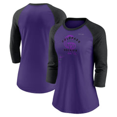 Colorado Rockies Women's Next Up Tri-Blend Raglan 3/4-Sleeve T-Shirt Purple/Black