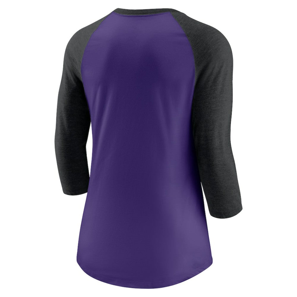 Colorado Rockies Women's Next Up Tri-Blend Raglan 3/4-Sleeve T-Shirt Purple/Black