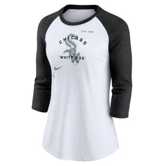 Chicago White Sox Women's Next Up Tri-Blend Raglan 3/4-Sleeve T-Shirt White/Black