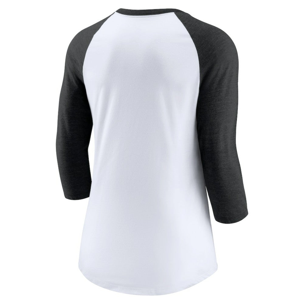 Chicago White Sox Women's Next Up Tri-Blend Raglan 3/4-Sleeve T-Shirt White/Black