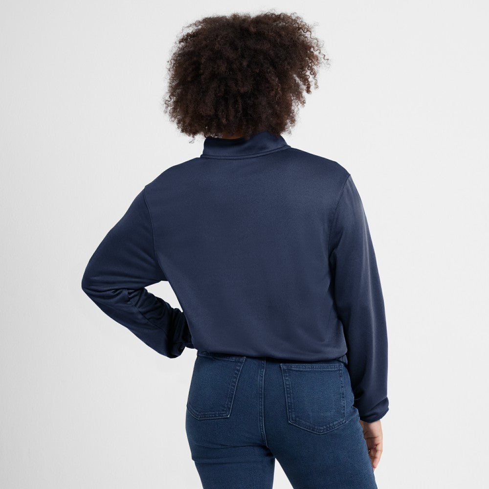 Houston Astros Women's Rewind Splice Half-Zip Semi-Cropped Bubble Hem Sweatshirt Navy
