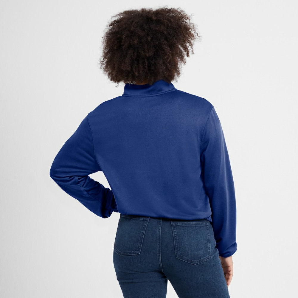 Milwaukee Brewers Women's Rewind Splice Half-Zip Semi-Cropped Bubble Hem Sweatshirt Royal