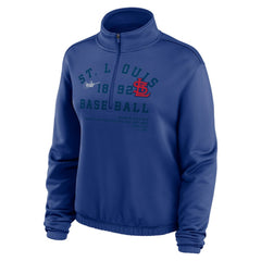 St. Louis Cardinals Women's Rewind Splice Half-Zip Semi-Cropped Bubble Hem Sweatshirt Royal