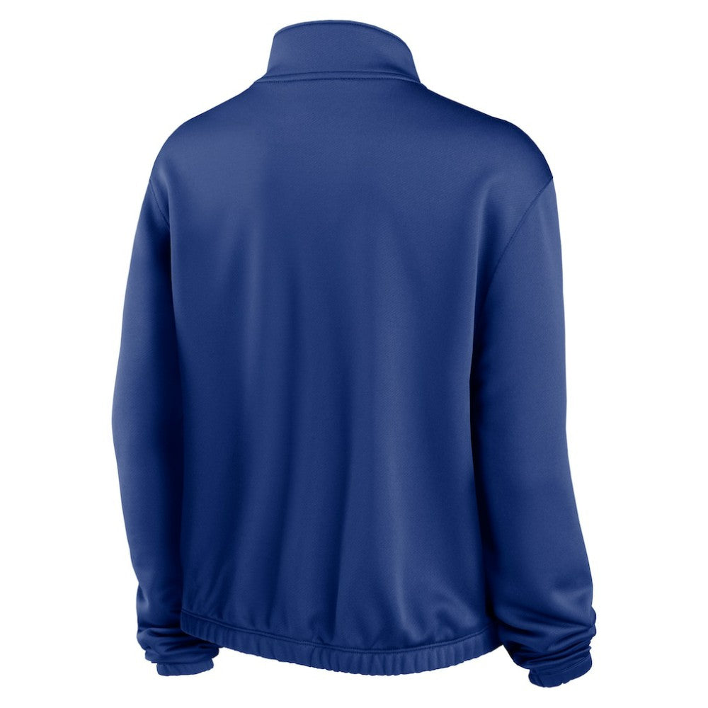 St. Louis Cardinals Women's Rewind Splice Half-Zip Semi-Cropped Bubble Hem Sweatshirt Royal