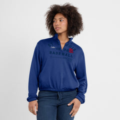 St. Louis Cardinals Women's Rewind Splice Half-Zip Semi-Cropped Bubble Hem Sweatshirt Royal