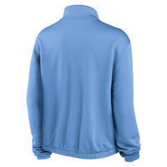 Minnesota Twins Women's Rewind Splice Half-Zip Semi-Cropped Bubble Hem Sweatshirt Light Blue