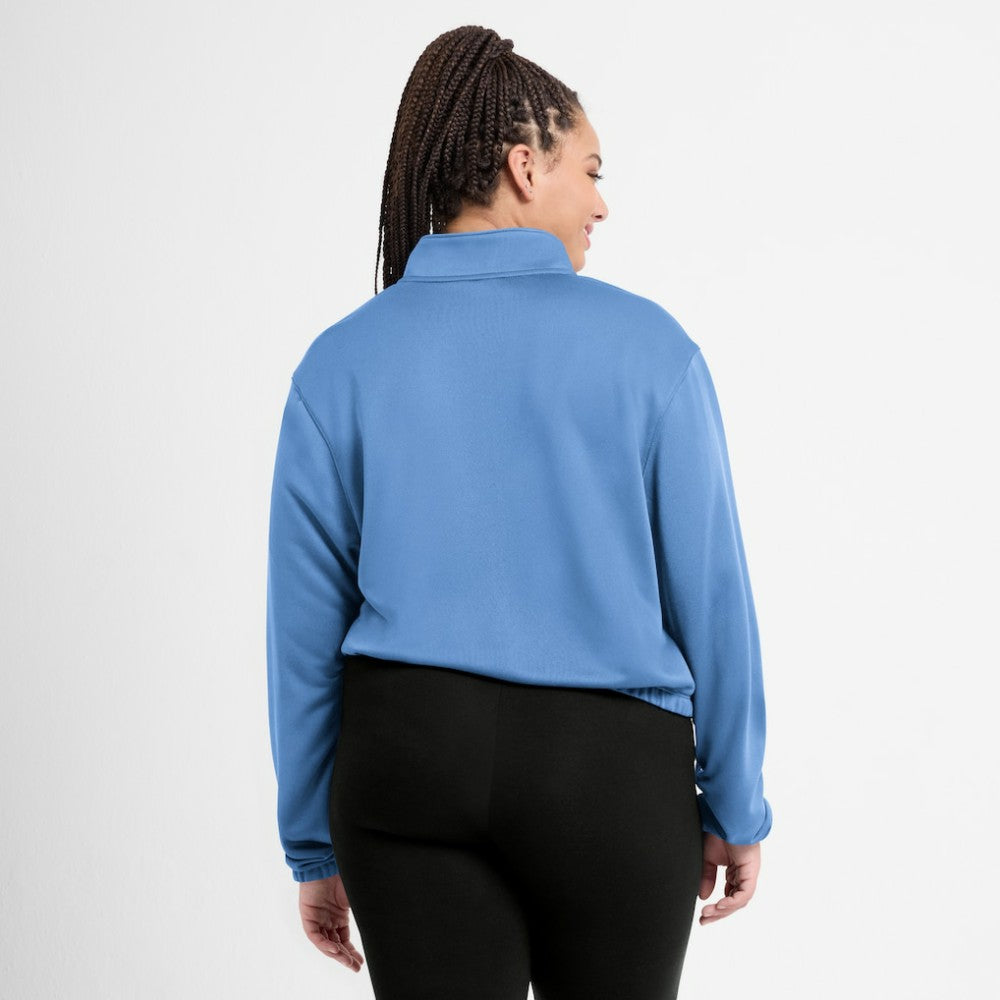 Minnesota Twins Women's Rewind Splice Half-Zip Semi-Cropped Bubble Hem Sweatshirt Light Blue