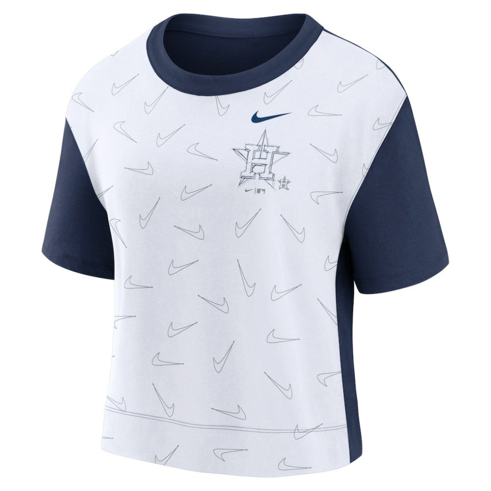 Houston Astros Women's Line Up High Hip Fashion T-Shirt Navy/White
