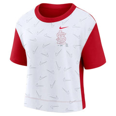 St. Louis Cardinals Women's Line Up High Hip Fashion T-Shirt Red/White