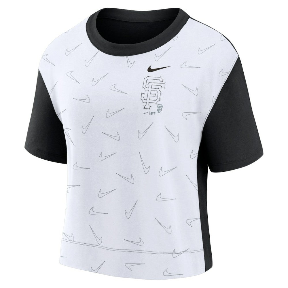 San Francisco Giants Women's Line Up High Hip Fashion T-Shirt Black/White