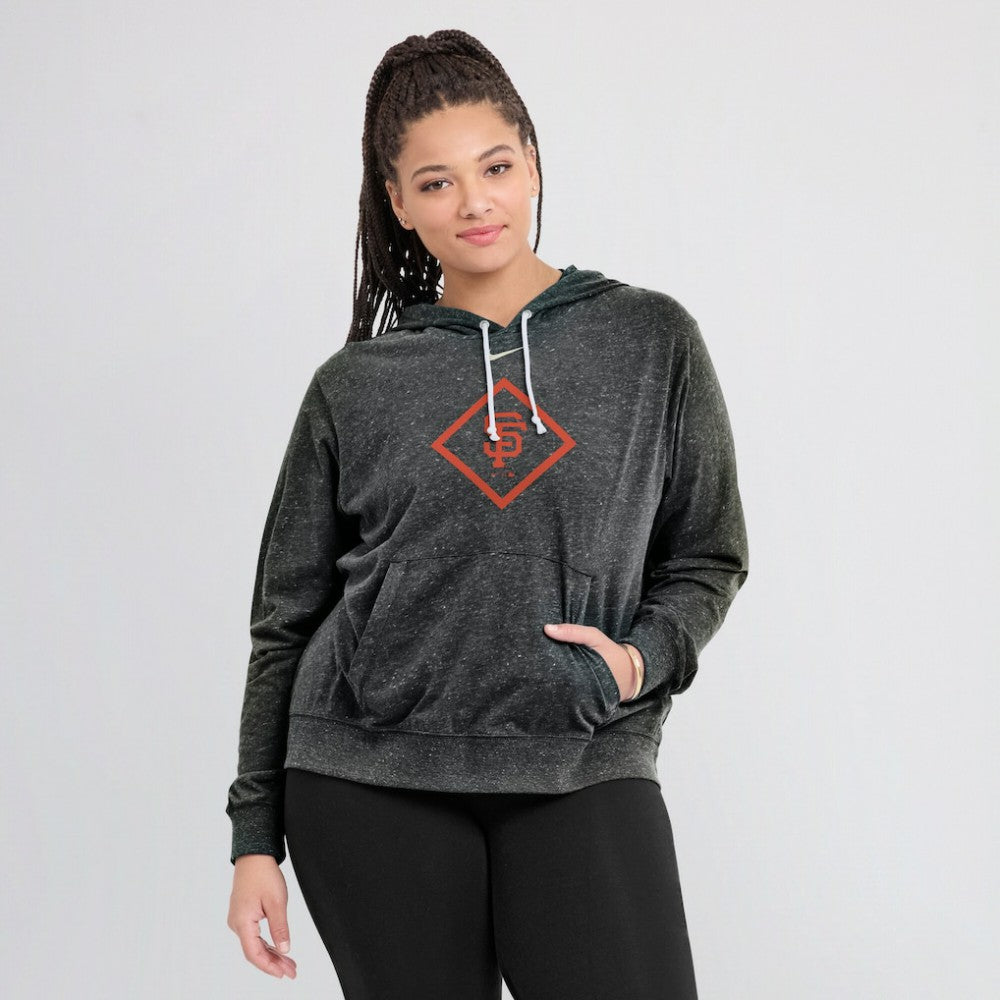 San Francisco Giants Women's Diamond Icon Gym Vintage Lightweight Hooded Top Black