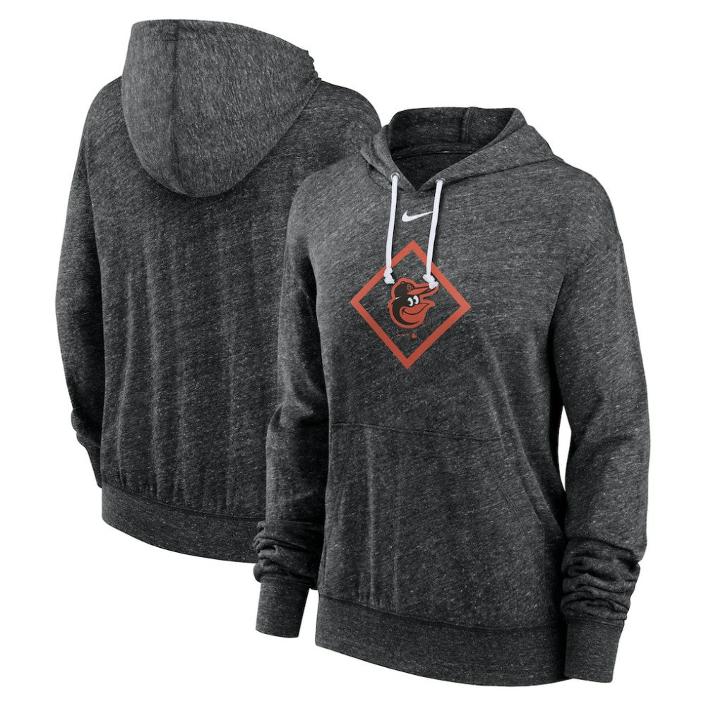 Baltimore Orioles Women's Diamond Icon Gym Vintage Lightweight Hooded Top Black