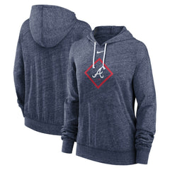 Atlanta Braves Women's Diamond Icon Gym Vintage Lightweight Hooded Top Navy