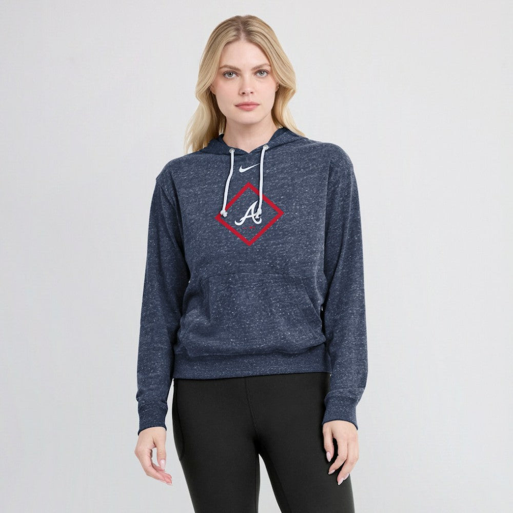 Atlanta Braves Women's Diamond Icon Gym Vintage Lightweight Hooded Top Navy