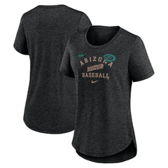 Arizona Diamondbacks Women's Rewind Arch Mix Tri-Blend T-Shirt Heather Black
