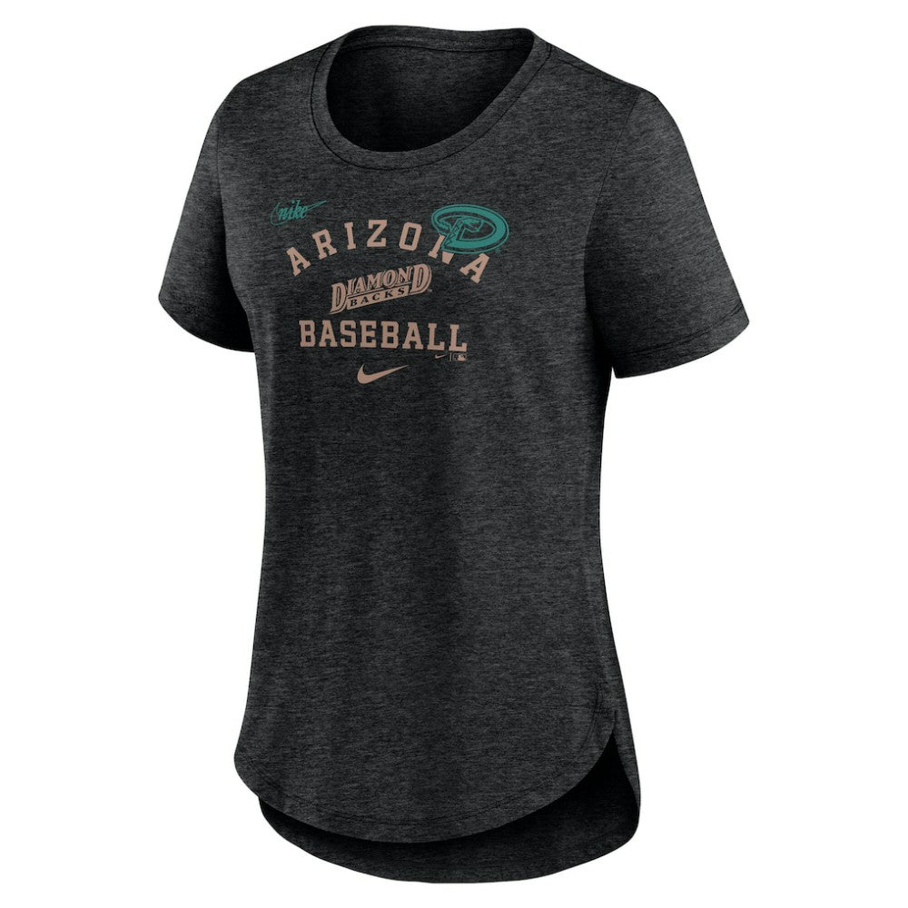Arizona Diamondbacks Women's Rewind Arch Mix Tri-Blend T-Shirt Heather Black