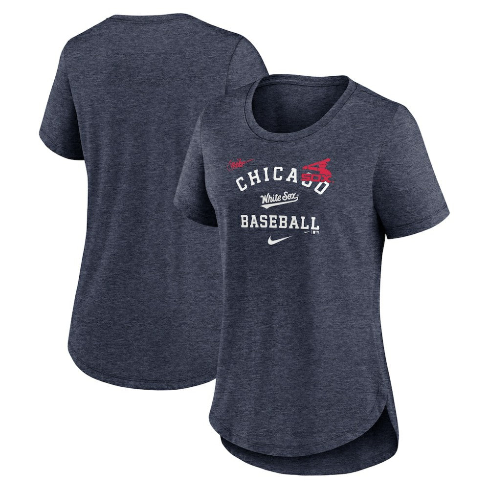 Chicago White Sox Women's Rewind Arch Mix Tri-Blend T-Shirt Heather Navy