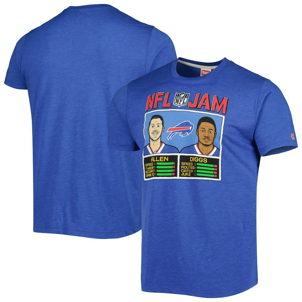 Josh Allen & Stefon Diggs Buffalo Bills Homage Unisex NFL Jam Tri-Blend T-Shirt - Heather Royal on sale
