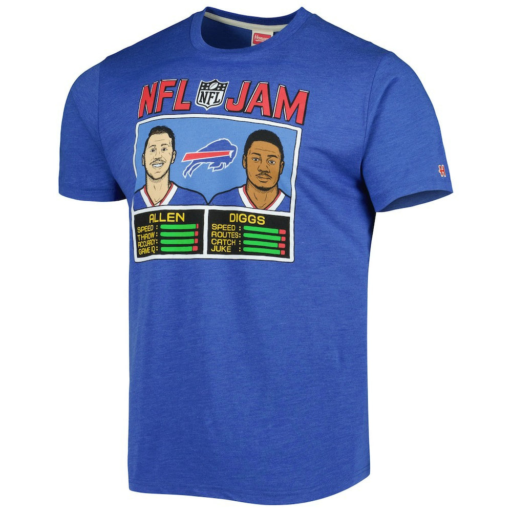 Josh Allen & Stefon Diggs Buffalo Bills Homage Unisex NFL Jam Tri-Blend T-Shirt - Heather Royal on sale