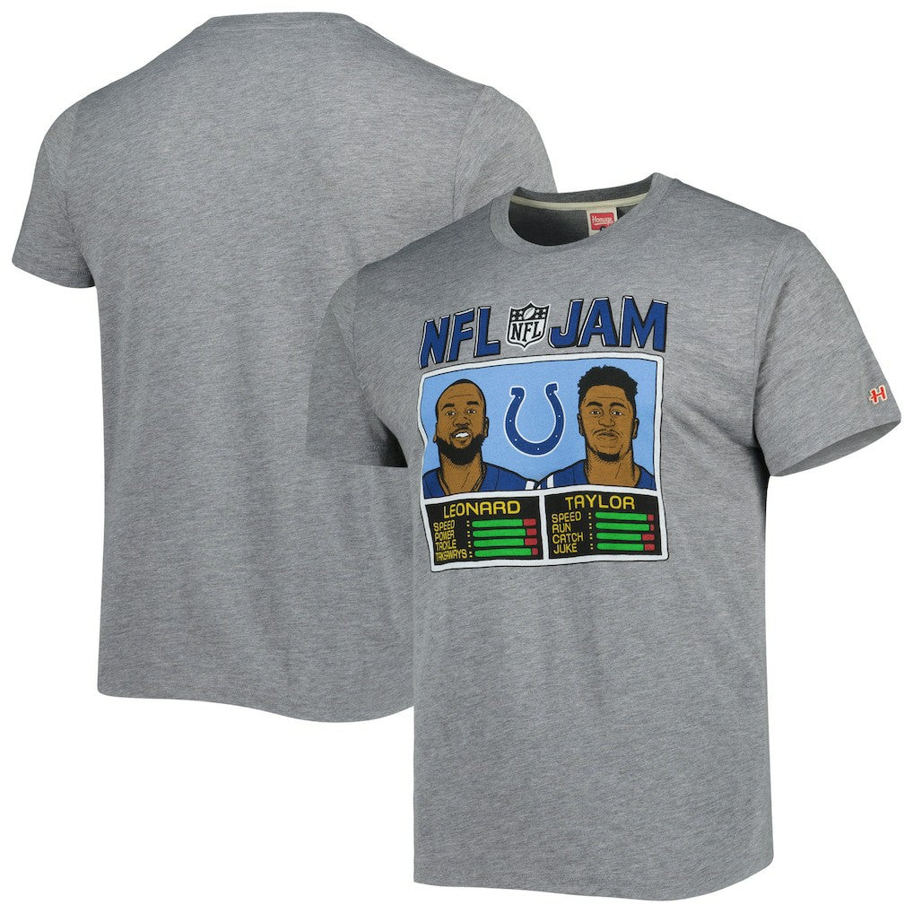Jonathan Taylor & Shaquille Leonard Indianapolis Colts Homage Unisex NFL Jam Tri-Blend T-Shirt - Heather Gray outlet