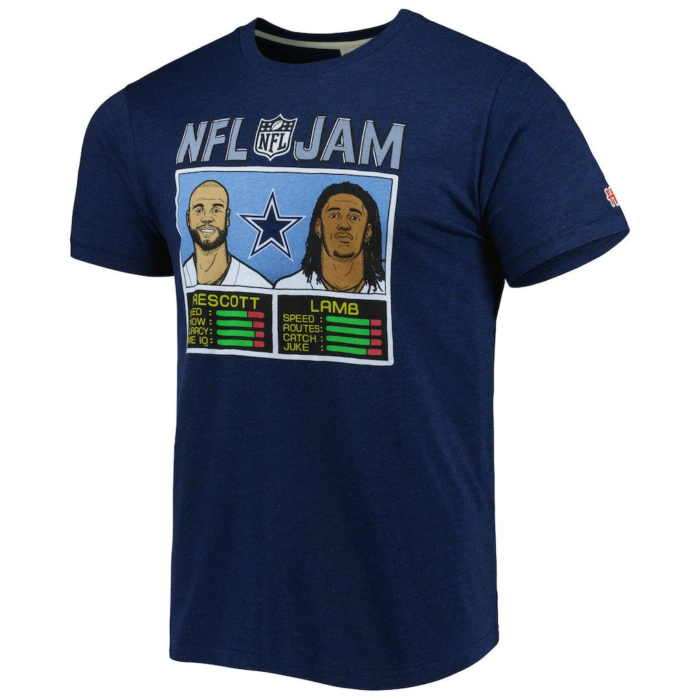 CeeDee Lamb & Dak Prescott Dallas Cowboys Homage Unisex NFL Jam Tri-Blend T-Shirt - Heathered Navy online