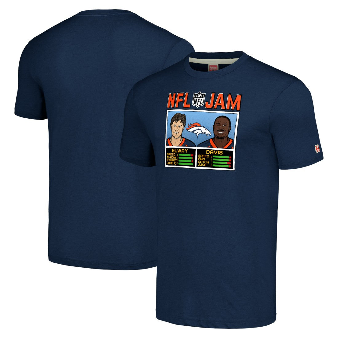 John Elway & Terrell Davis Denver Broncos Homage Unisex NFL Jam Retired Tri-Blend T-Shirt - Navy cheap