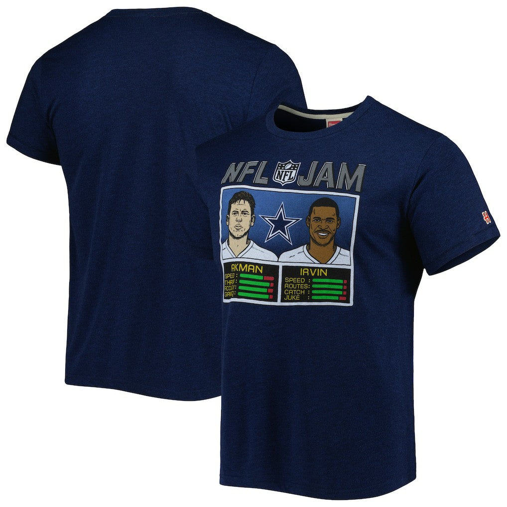 Troy Aikman & Michael Irvin Dallas Cowboys Homage Unisex NFL Jam Retired Tri-Blend T-Shirt - Heather Navy online
