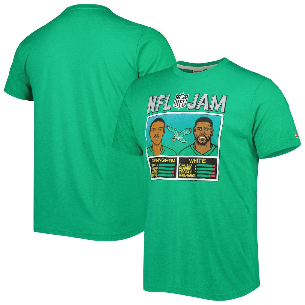 Randall Cunningham & Reggie White Philadelphia Eagles Homage Unisex NFL Jam Retired Tri-Blend T-Shirt - Heather Kelly Green discount