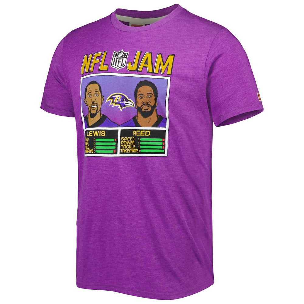 Ray Lewis & Ed Reed Baltimore Ravens Homage Unisex NFL Jam Retired Tri-Blend T-Shirt - Heather Purple online