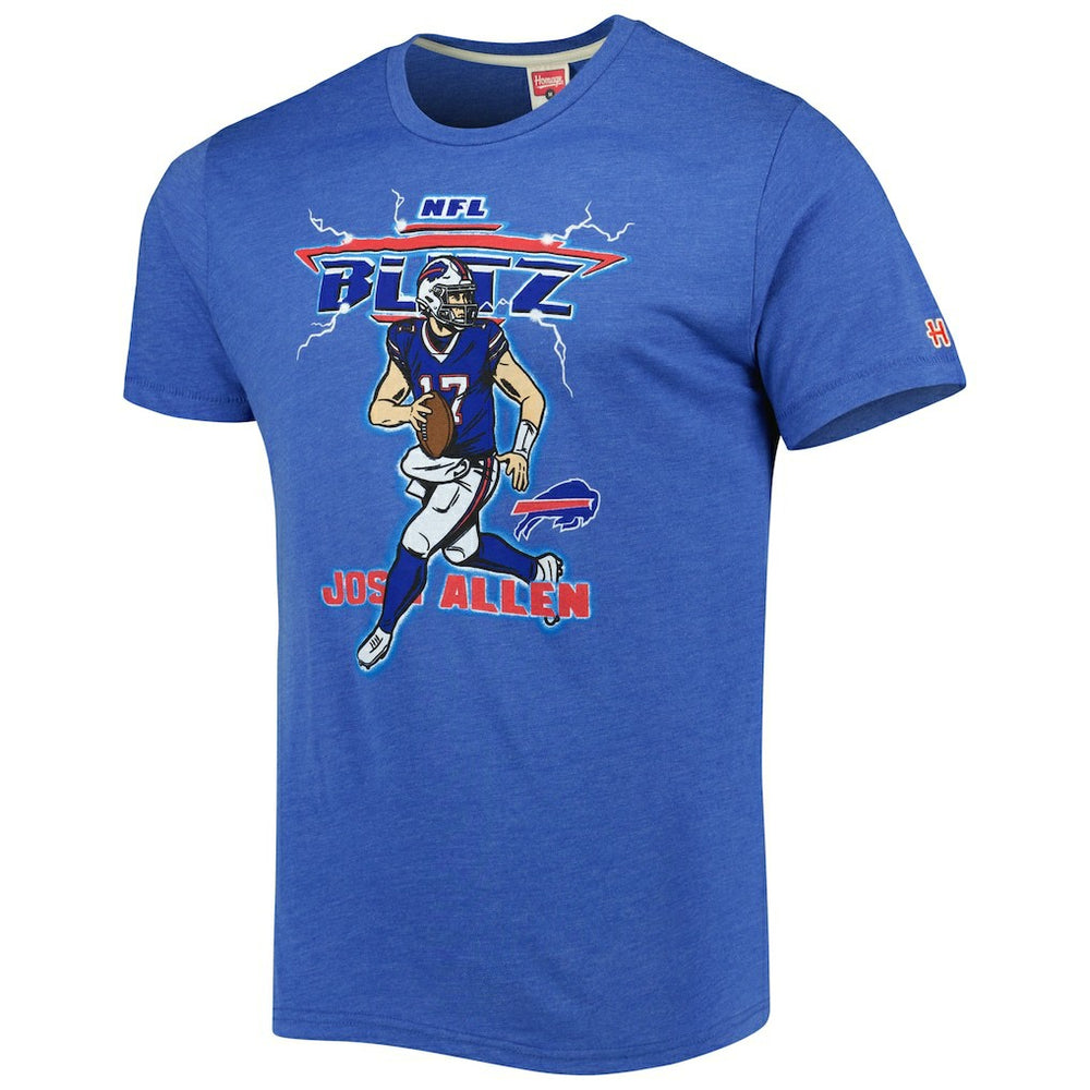 Josh Allen Buffalo Bills Homage Unisex NFL Blitz Player Tri-Blend T-Shirt - Heathered Heather Royal for sale