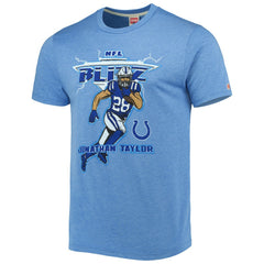 Jonathan Taylor Indianapolis Colts Homage Unisex NFL Blitz Player Tri-Blend T-Shirt - Heathered Heather Royal for sale
