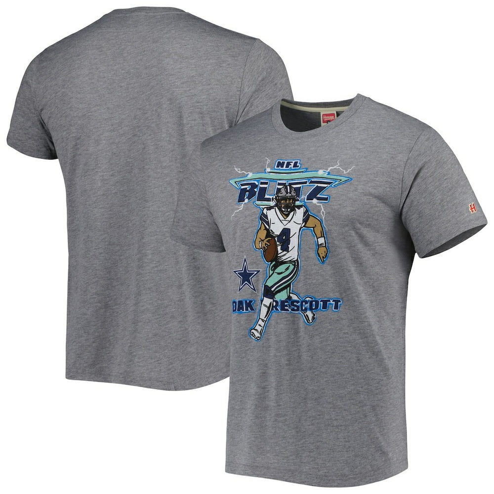 Dak Prescott Dallas Cowboys Homage Unisex NFL Blitz Player Tri-Blend T-Shirt - Heathered Heather Gray sale