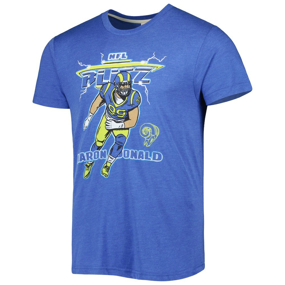 Aaron Donald Los Angeles Rams Homage Unisex NFL Blitz Player Tri-Blend T-Shirt - Heather Royal outlet
