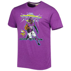 Justin Jefferson Minnesota Vikings Homage Unisex NFL Blitz Player Tri-Blend T-Shirt - Heathered Heather Purple discount