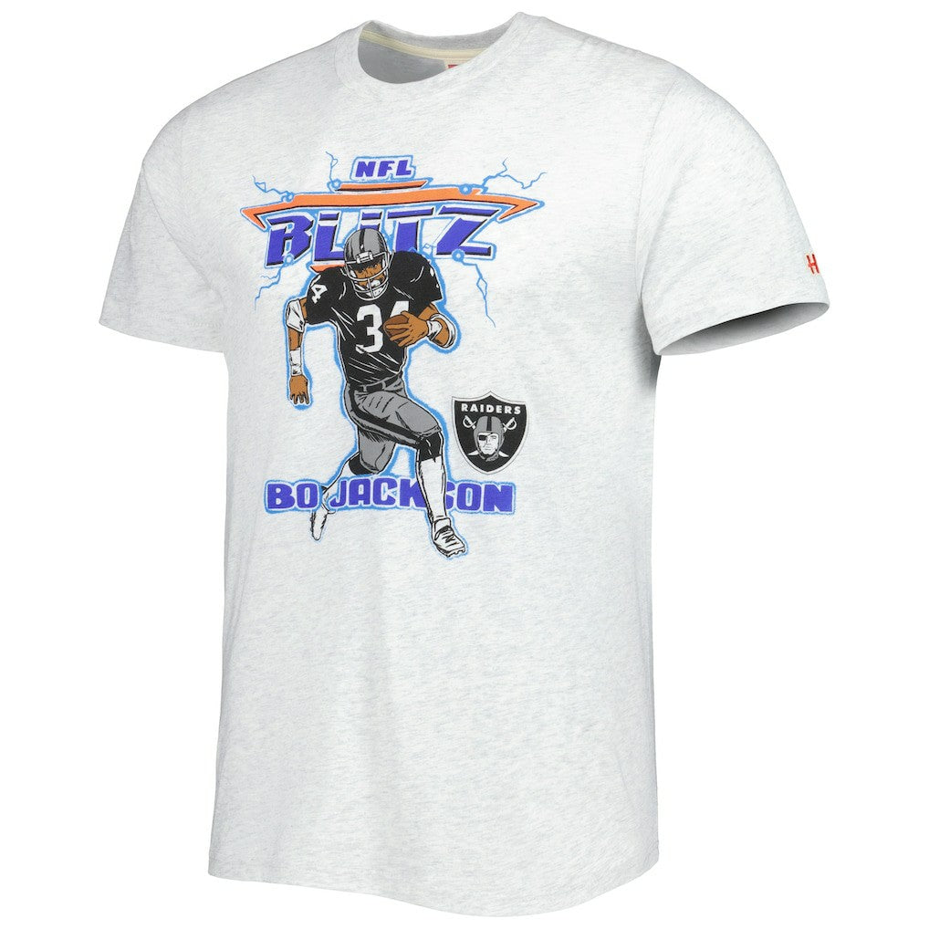 Bo Jackson Las Vegas Raiders Homage Unisex NFL Blitz Retired Player Tri-Blend T-Shirt - Heathered Ash cheap
