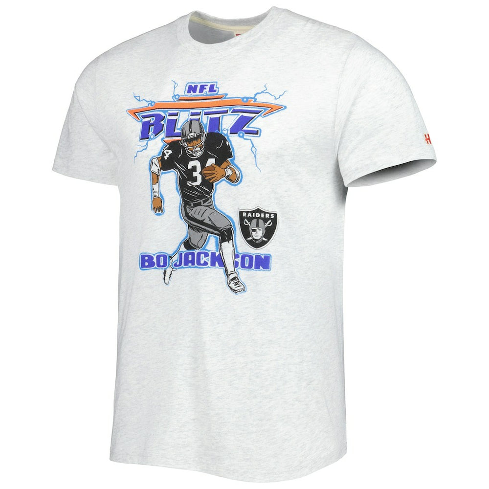 Bo Jackson Las Vegas Raiders Homage Unisex NFL Blitz Retired Player Tri-Blend T-Shirt - Heathered Ash cheap