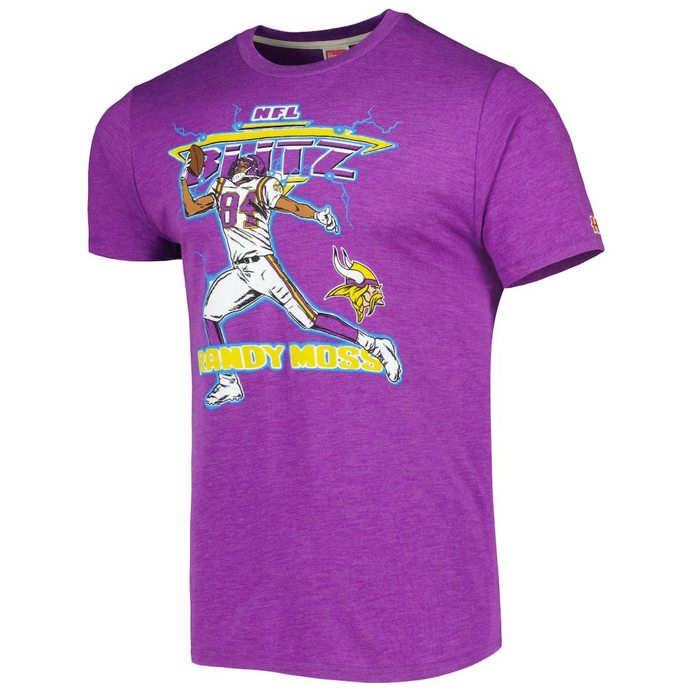 Randy Moss Minnesota Vikings Homage Unisex NFL Blitz Retired Player Tri-Blend T-Shirt - Heathered Purple outlet