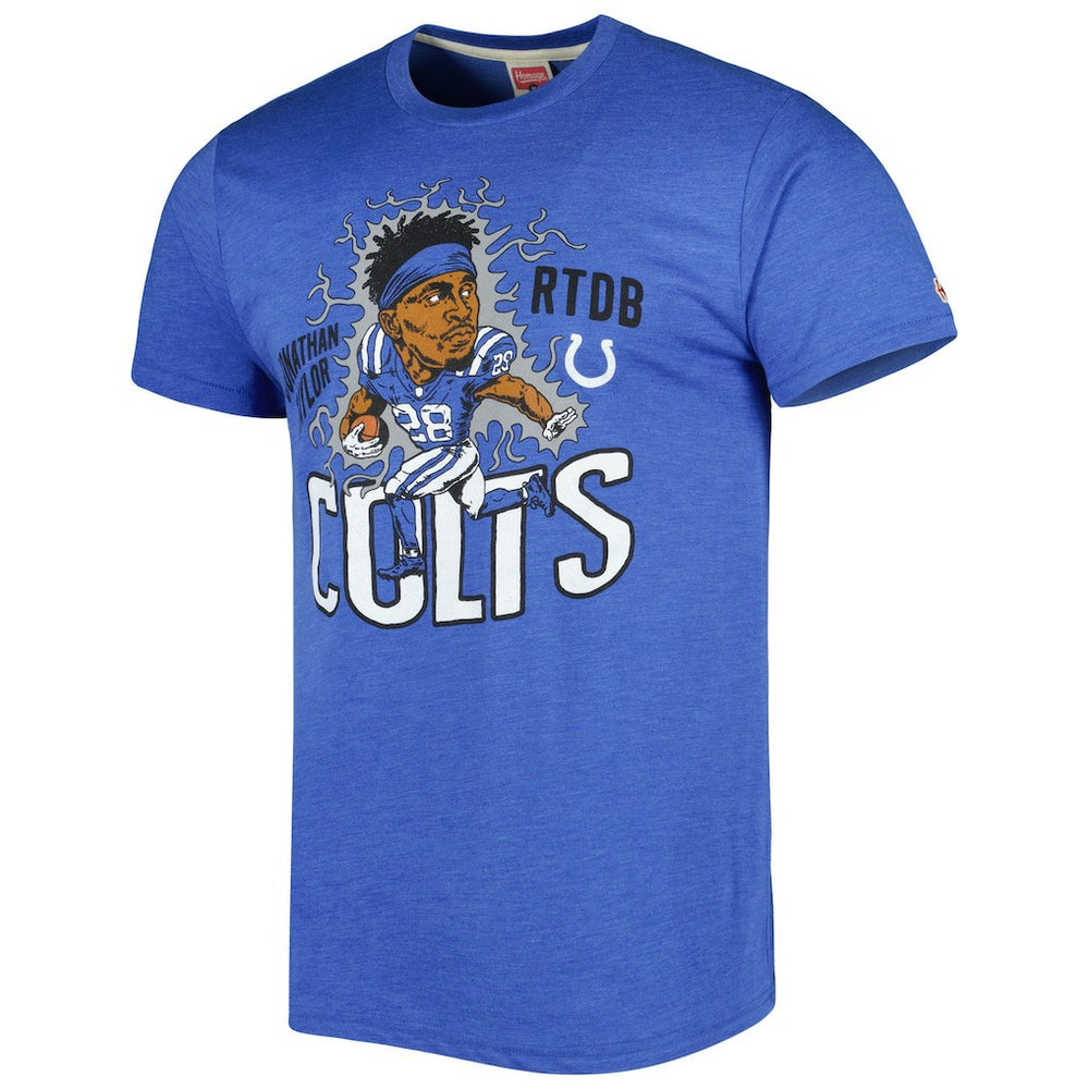 Jonathan Taylor Indianapolis Colts Homage Unisex Caricature Player Tri-Blend T-Shirt - Heather Royal outlet